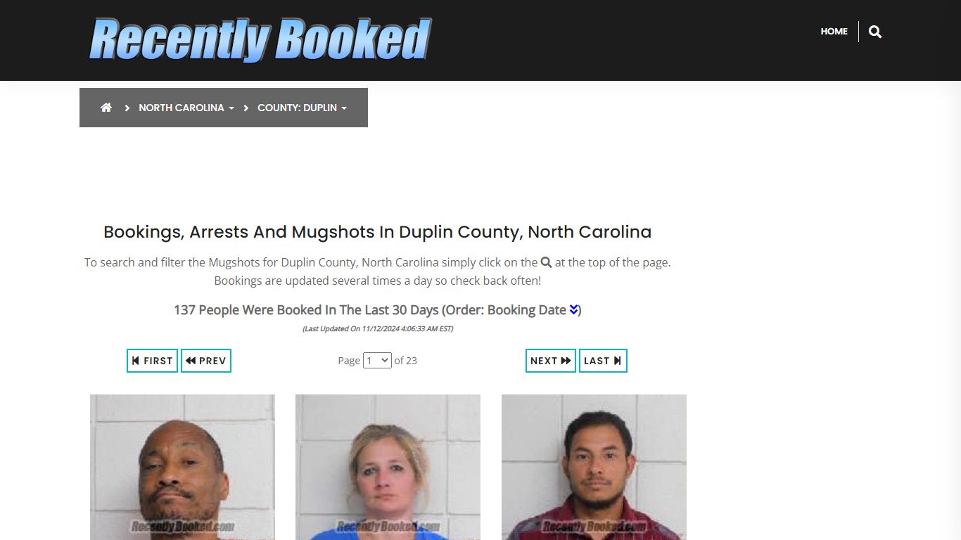 Bookings, Arrests and Mugshots in Duplin County, North Carolina